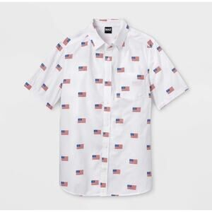 Mad Engine Men’s American Flag Button Down Shirt Size L USA Patriotic